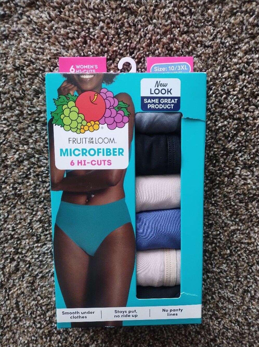 Fruit of the Loom Microfiber Hi-Cut Underwear Pack - Black, Cream, Blue